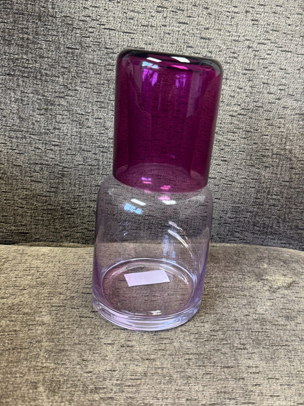 Two-tone Purple Glass Bedside Carafe Tumble Up Set.